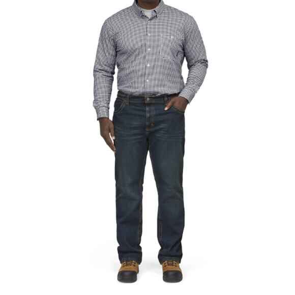 BULWARK Men’s Relaxed Fit FR Bootcut Jeans 33x30 Blue Sanded Denim NWT - Picture 2 of 13